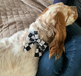 Sailor Dog Bow Tie, Slip On Collar, Black And White Check