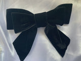 Black Velvet Bow, Large Clip On Hair Accessory For Women.