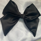 Satin hair bow clip, Black adult bow, Wedding hair accessories.