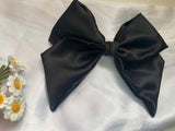 Satin hair bow clip, Black adult bow, Wedding hair accessories.