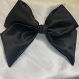 Satin hair bow clip, Black adult bow, Wedding hair accessories.