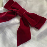 Burgundy Velvet Bow, Large Clip On Hair Accessory For Women.