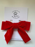 Red Velvet Bow, Large Clip On Christmas Hair Accessory