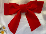 Red Velvet Bow, Large Clip On Christmas Hair Accessory