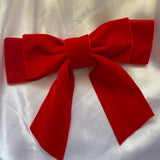 Red Velvet Bow, Large Clip On Christmas Hair Accessory