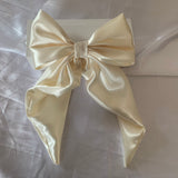 Cream Satin Hair Bow Wedding