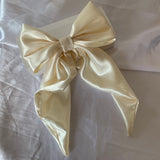 Cream Satin Hair Bow Wedding