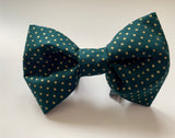 Dog Bow Tie, Green And Gold Spot.