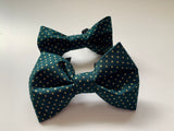 Dog Bow Tie, Green And Gold Spot.