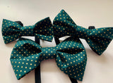 Dog Bow Tie, Green And Gold Spot.