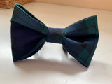 Dog Bow Tie, Navy Tartan, Handmade.