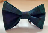Dog Bow Tie, Navy Tartan, Handmade.