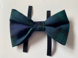 Dog Bow Tie, Navy Tartan, Handmade.