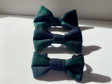Dog Bow Tie, Navy Tartan, Handmade.