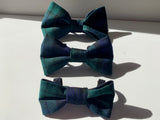 Dog Bow Tie, Navy Tartan, Handmade.