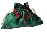 Green Reusable Drawstring Christmas Gift Bags,