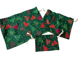 Green Reusable Drawstring Christmas Gift Bags,