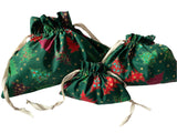 Green Reusable Drawstring Christmas Gift Bags,
