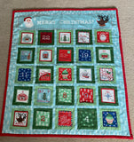 Blue Santa and Reindeer Reusable Pocket Advent Calendar.