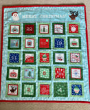 Blue Santa and Reindeer Reusable Pocket Advent Calendar.