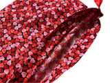 Reusable Drawstring Gift Bags In Red Hearts Design