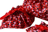 Reusable Drawstring Gift Bags In Red Hearts Design