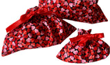 Reusable Drawstring Gift Bags In Red Hearts Design