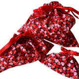 Reusable fabric eco friendly gift bag red heart design