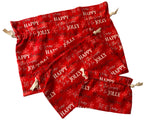 Red Reusable Drawstring Christmas Gift Bags