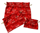 Red Reusable Drawstring Christmas Gift Bags