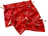 Red Reusable Drawstring Christmas Gift Bags
