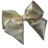 Cream satin hair bow clip