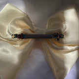 Cream satin hair bow clip, adult bow, Wedding hair accessories.