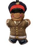 British soldier in dress uniform. Military Christmas ornament, felt  gingerbread man.
