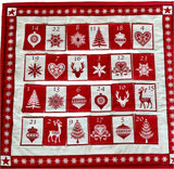 Red and white Scandi style reusable fabric,  pocket advent calendar