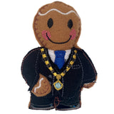 Mayor, machine embroidered felt gingerbread man Christmas tree decoration