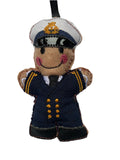 Merchant navy or cruise ship captain, felt gingerbread man Christmas tree decoration.