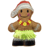 Gingerbread man decoration with hula outfit on a white background