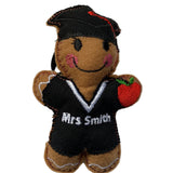 Graduation themed  personalised gingerbread ornament  on a white background