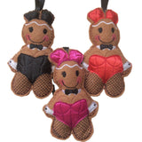 Bunny girl gingerbread decoration. Available in a pink, red or black satin fabric bunny girl outfit.