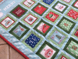 Blue Santa and Reindeer Reusable Pocket Advent Calendar.