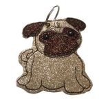 Gold glitter vinyl Pug keyring.