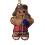Scottish Piper, Red Tartan Kilt, Gingerbread Man Decoration