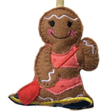 Paddle boarding girl gingerbread decoration.