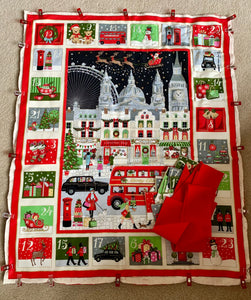 London scene, reusable quilted fabric advent calendar. Work in progress!