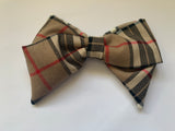 Hair Bow Clip, Tartan Clip On Hair Accessory.