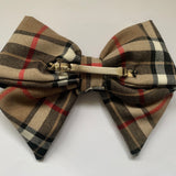 Hair Bow Clip, Tartan Clip On Hair Accessory.