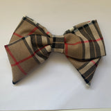 Hair Bow Clip, Tartan Clip On Hair Accessory.