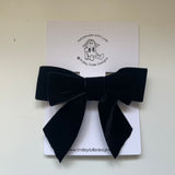 Black Velvet Bow, Large Clip On Hair Accessory For Women.