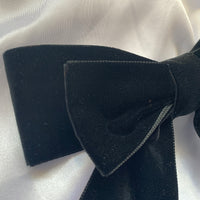 Black Velvet Bow, Large Clip On Hair Accessory For Women.